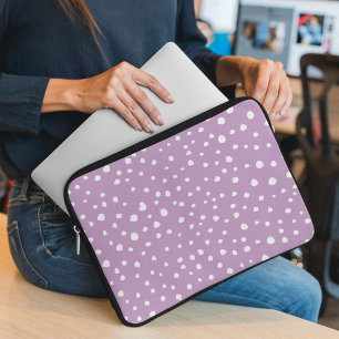 Lilac Dalmatian Spots, Dalmatian Dots, Dotted Laptop Sleeve