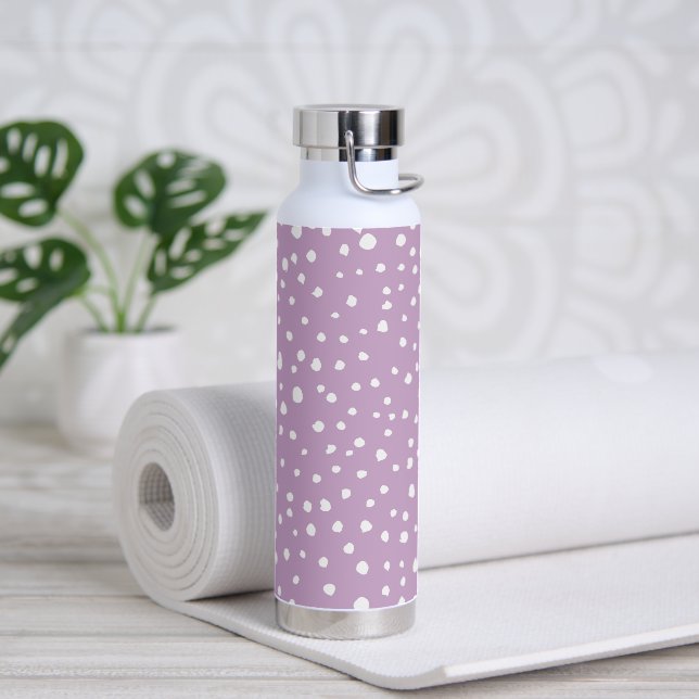 Lilac Dalmatian Spots, Dalmatian Dots, Dotted Water Bottle (Yoga)
