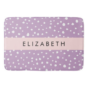 Lilac Dalmatian Spots, Dalmatian Dots, Your Name Bath Mat