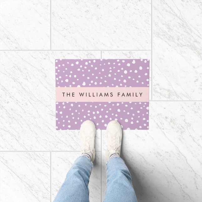 Lilac Dalmatian Spots, Dalmatian Dots, Your Name Doormat (Indoor)