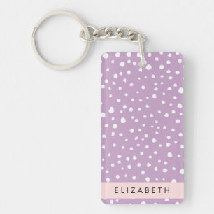 Lilac Dalmatian Spots, Dalmatian Dots, Your Name Key Ring