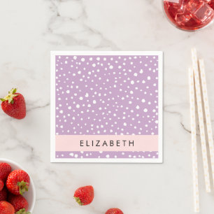 Lilac Dalmatian Spots, Dalmatian Dots, Your Name Napkin
