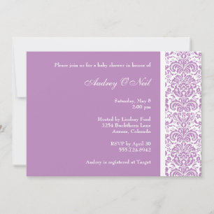 Lilac Damask Baby Shower Invitation