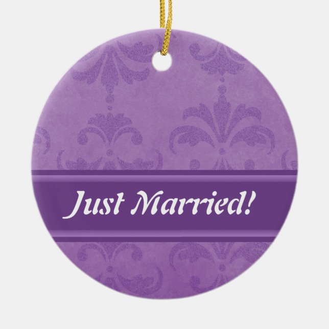 Lilac Damask Ceramic Tree Decoration (Front)