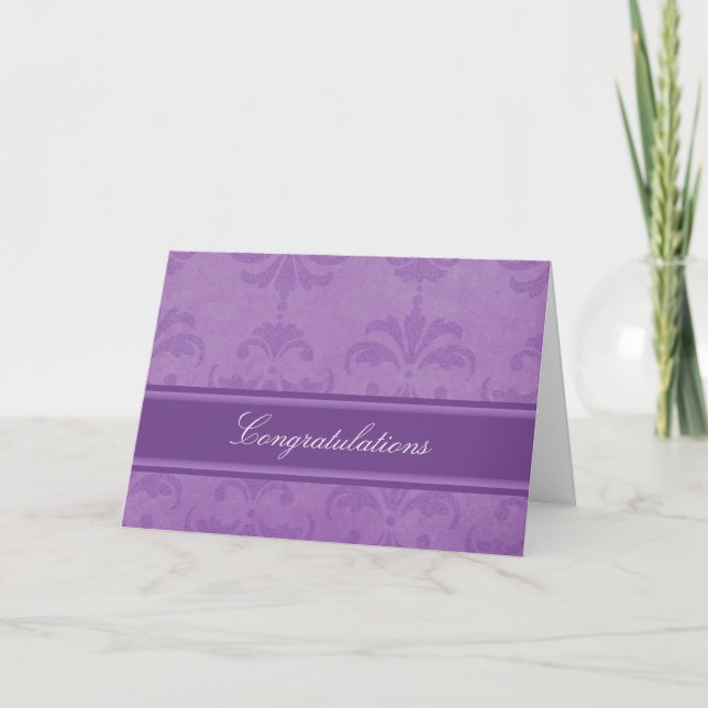 Lilac Damask Congratulations Card (Front)