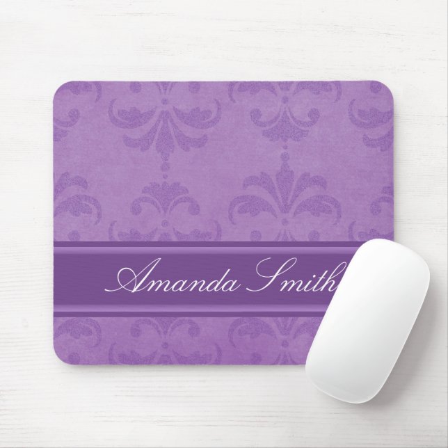 Lilac Damask Mouse Pad (With Mouse)