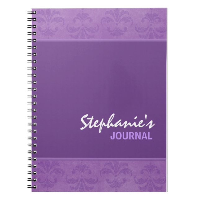 Lilac Damask Spiral Notebook (Front)