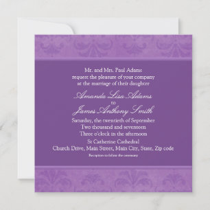 Lilac Damask Wedding (Square) Invitation