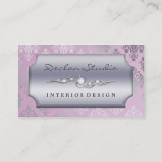 Lilac Dashing Damask Fashion/Interior Design Business Card