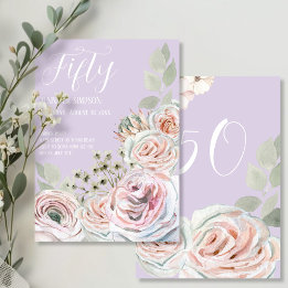 Lilac Delicate watercolor flower palepink Birthday Invitation