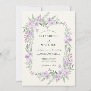 Lilac Delicate Wreath Wedding Invitation