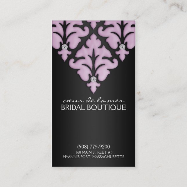 Lilac Diamond Damask Appointment Cards (Front)