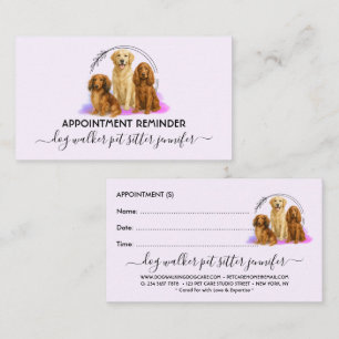 lilac Dog Breeds Vet Pet Care Script Appointment Business Card