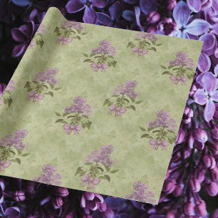 Lilac Dreams Antique Green Damask All Occassion  Wrapping Paper
