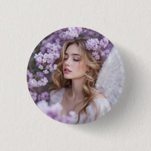 Lilac Dreams – Serene Spring Angel 3 Cm Round Badge