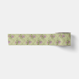 Lilac Dreams Vintage Style Green Antique Damask Satin Ribbon