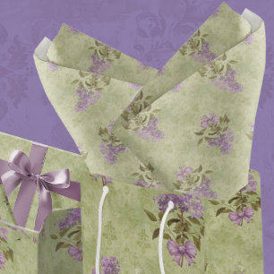 Lilac Dreams Vintage Style Green Damask Decoupage Tissue Paper