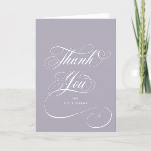 Lilac Elegant Script Graduation Photo+Message Thank You Card