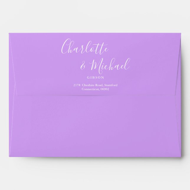 Lilac Elegant Signature Script Return Address Envelope (Back (Top Flap))