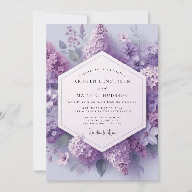 Lilac Ethereal Bloom Wedding Invitation (Front)