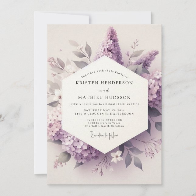 Lilac Ethereal Blossom Wedding Invitation (Front)