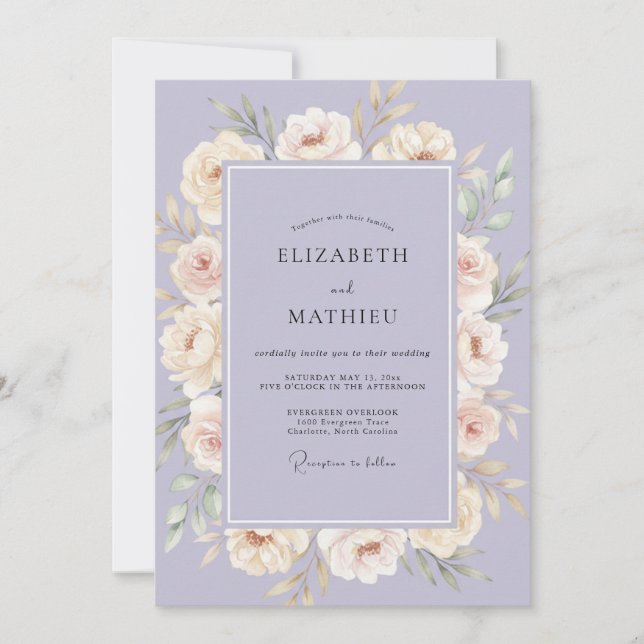 Lilac Ethereal Floral Wedding Invitation (Front)