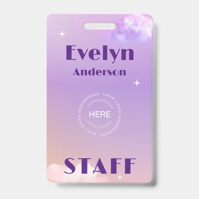 Lilac Event Staff Custom Logo Name ID Badge (Front)