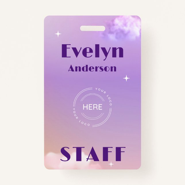 Lilac Event Staff Custom Logo Name ID Badge (Front)
