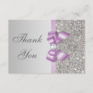 Lilac Faux Bow Silver Diamonds Thank You