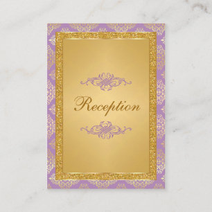 Lilac, FAUX Glitter Damask Scroll Enclosure Card