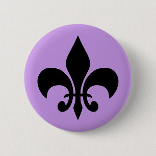 Lilac Fleur de Lis 6 Cm Round Badge