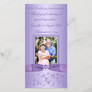 Lilac Floral 60th Wedding Anniversary Photo Card