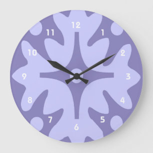 Lilac Floral Abstract Large Clock