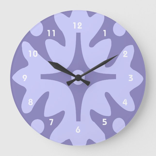 Lilac Floral Abstract Large Clock (Front)