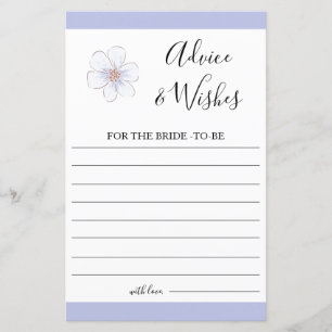 Lilac Floral Advice and Wishes Bridal Shower Game