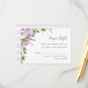 Lilac Floral Baby Shower Diaper Raffle Card