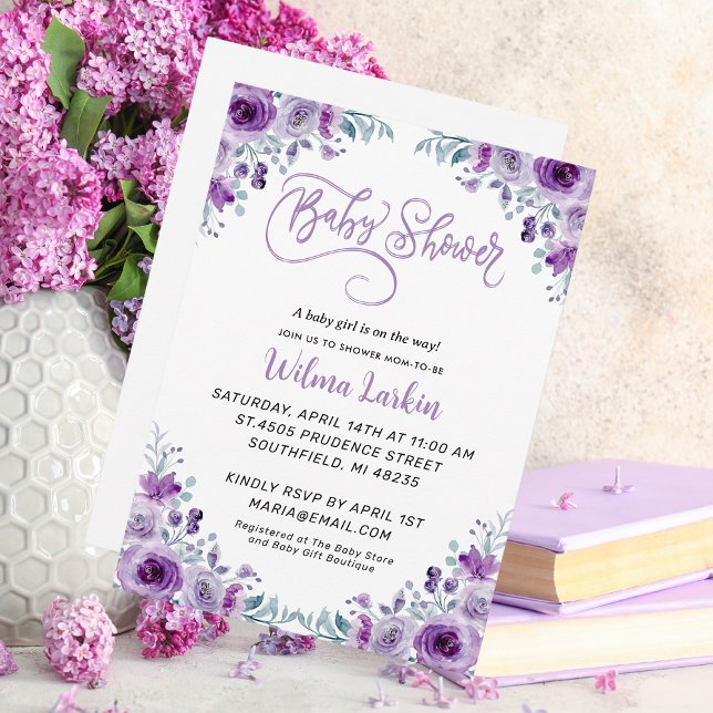 Lilac Floral Baby Shower Invitation (Creator Uploaded)