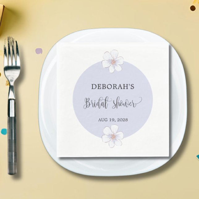 Lilac Floral Bridal Shower Paper Napkin (Creator Uploaded)