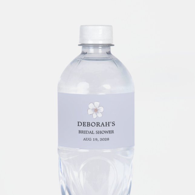 Lilac Floral Bridal Shower Water Bottle Label (Creator Uploaded)