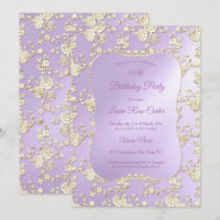 Lilac Floral Damask Rose Sepia Gold Birthday Party