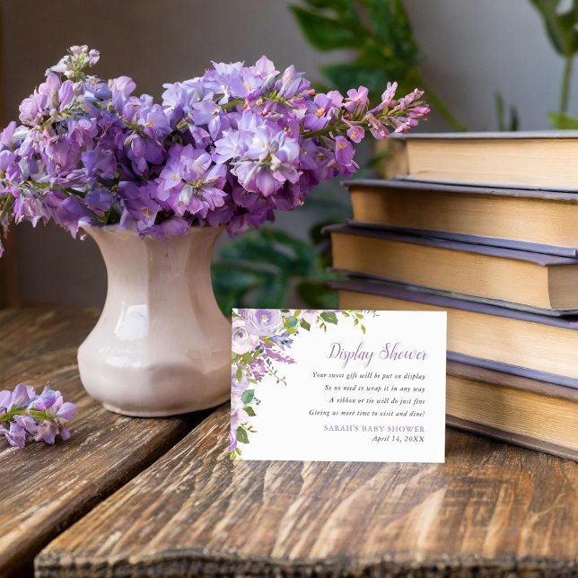 Lilac Floral Display Shower No Gift Wrap Request Enclosure Card (Creator Uploaded)