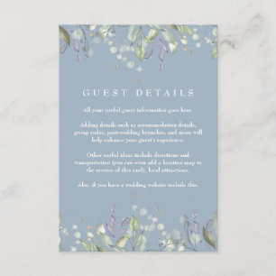 Lilac Floral Dusty Blue Guest Information Details Enclosure Card