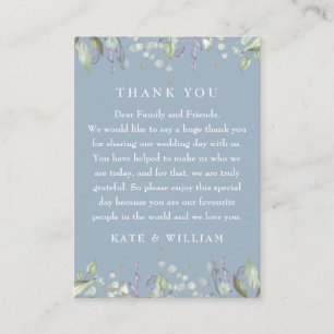 Lilac Floral Dusty Blue Wedding Thank You Place Card