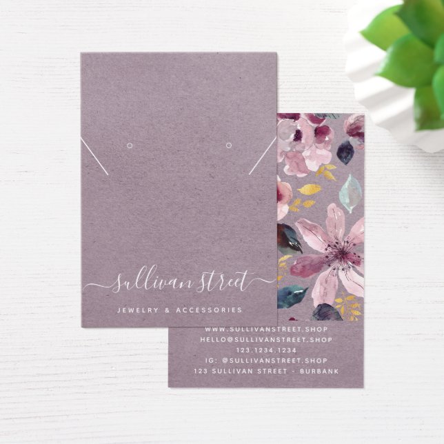 Lilac Floral Earrings Necklace Display Card (Desk)