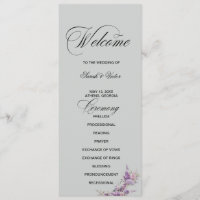 Lilac floral Elegant double side program card