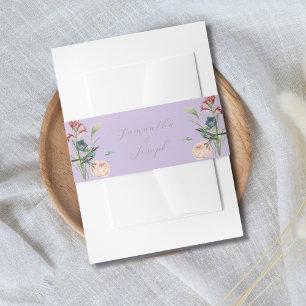 Lilac Floral Garden Wedding Invitation Belly Band