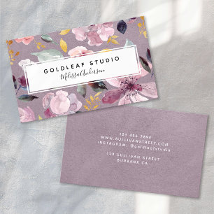 Lilac Floral Gold Luxe Nail Salon Business Card