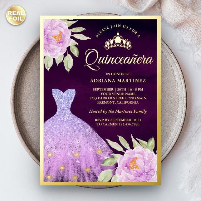 Lilac Floral Gown Purple Quinceanera Gold (Creator Uploaded)