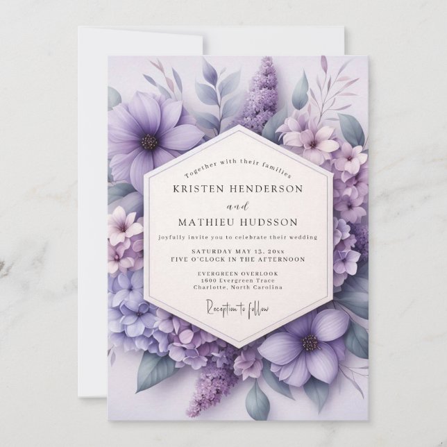 Lilac Floral Meadow Wedding Invitation (Front)