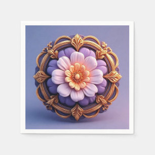 Lilac Floral Medallion baroque floral style Napkin